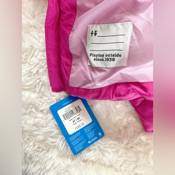 Columbia Fuchsia Kids Puffer Coat Fur Hood 3t 4t toddler girl pink 🎁 Christmas - Picture 5 of 8